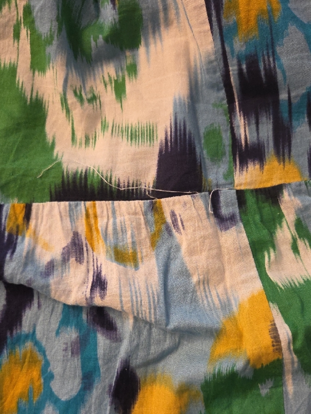 Plus Sz Smocked Waist Multicolor Maxi Skirt Or Dress - Blue Green Yellow & White - Picture 7 of 14